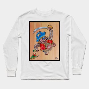 Rampaging Pirate Ape and Parrot Long Sleeve T-Shirt